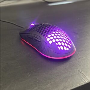 Black Gaming Mouse with Purple LED